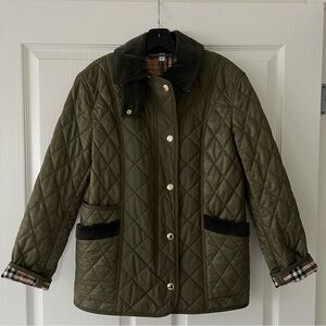 Burberry Diamond Quilted Utility Jacket - Green - XS